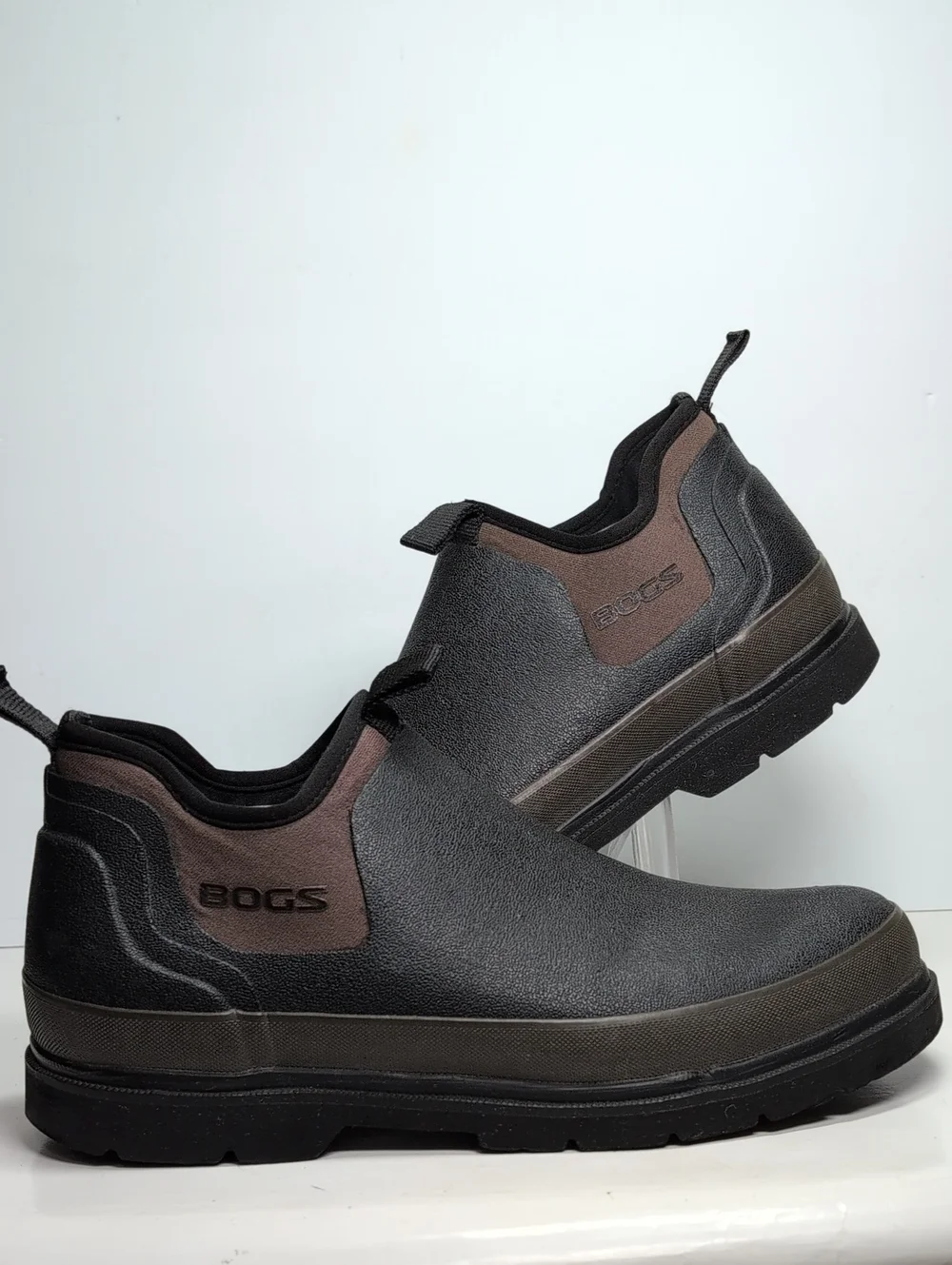 Bugs Tillamook Bay Romeo black waterproof rubber slip-on boots men size 11 EU 44
